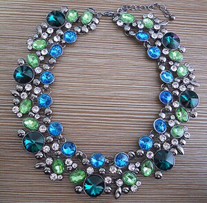 Large Collar Statement Choker Necklace Women Glass Crystal Rhinestone Necklace Female Boho Ethnic Big Bib Maxi Necklace Jewelry: green