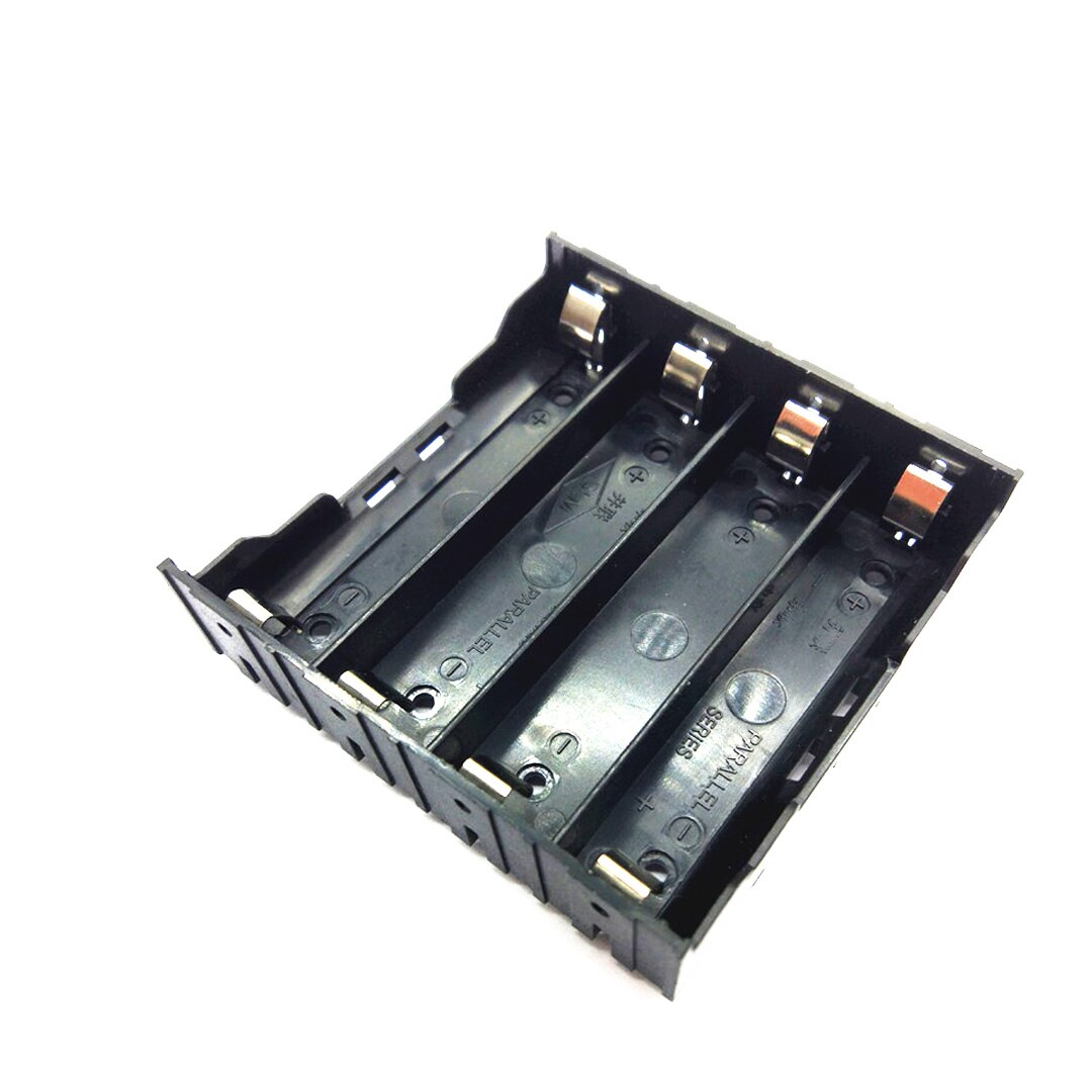 18650 Battery Holder With Pins 4*18650 Case 18650 Box For 4Pcs 18650 Batteries In Parallel 3.7V-14.8V Pole Black For Soldering