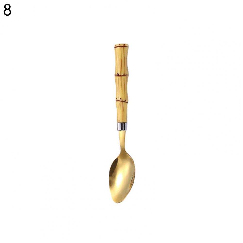 Practical Coffee Spoon Ergonomic Anti-scalding Lightweight Bamboo Handle Stirring Fork Teaspoon: 8