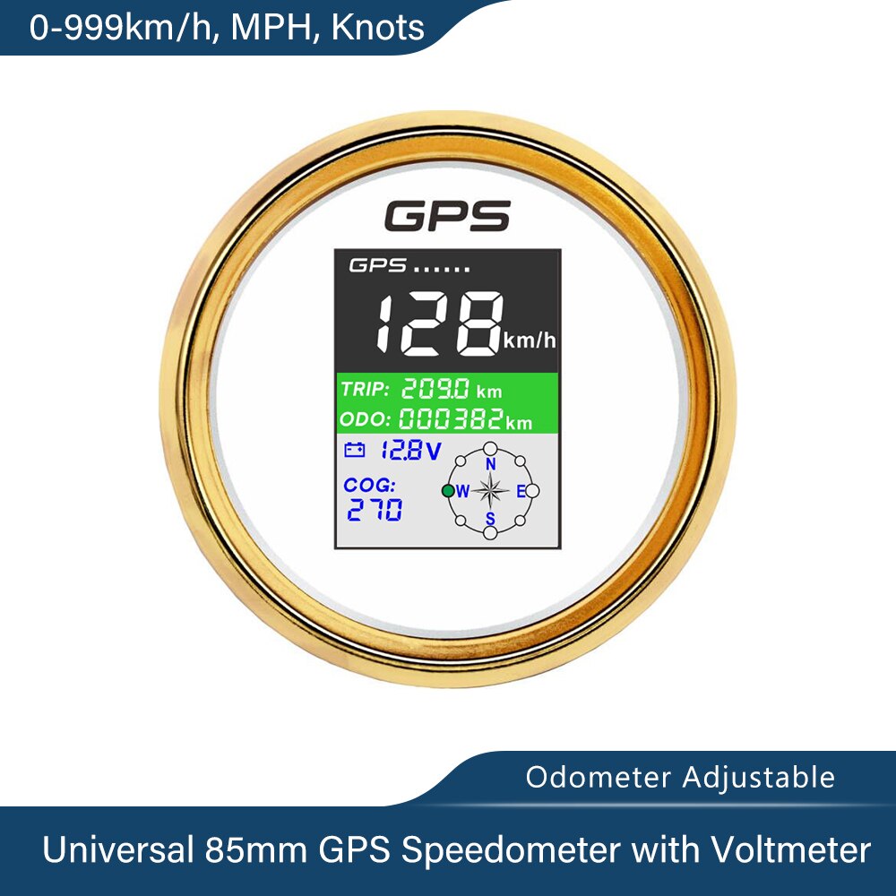 Tachimetro GPS digitale per barche da 85mm 0-999km/h nodi MPH tensione 9-32V odografo viaggio regolabile con antenna GPS schermo TFT: WG