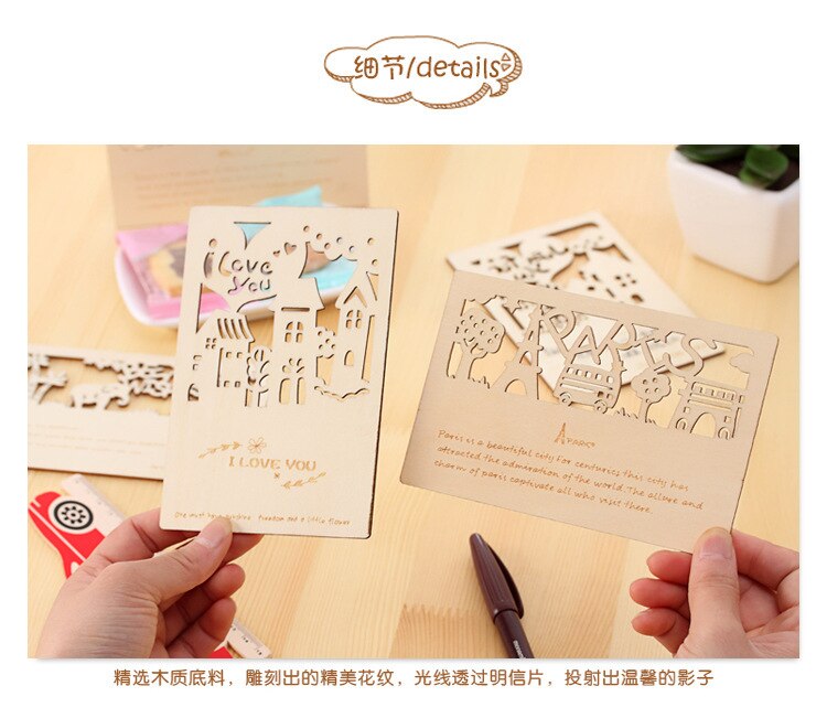 Wooden Handmade Kirigami & Origami 3D Greeting Cards For Birthday Postcards Paper -46