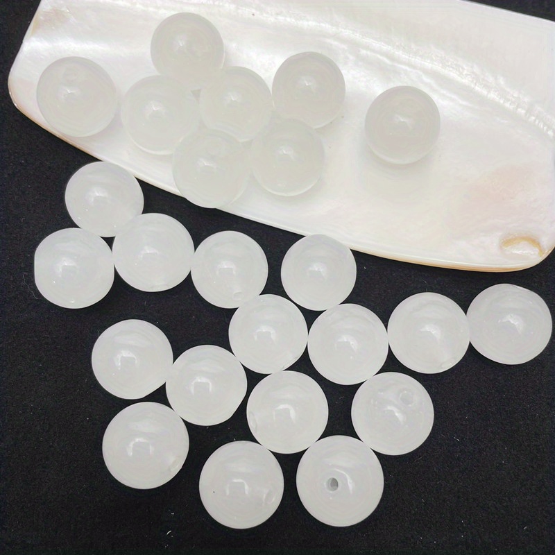 50pcs/8mm Solid Color Glass Beads, Beading & Jewelry Making Essentials Colorful, , Trendy DIY Craft Supplies for Handmade: WHITE