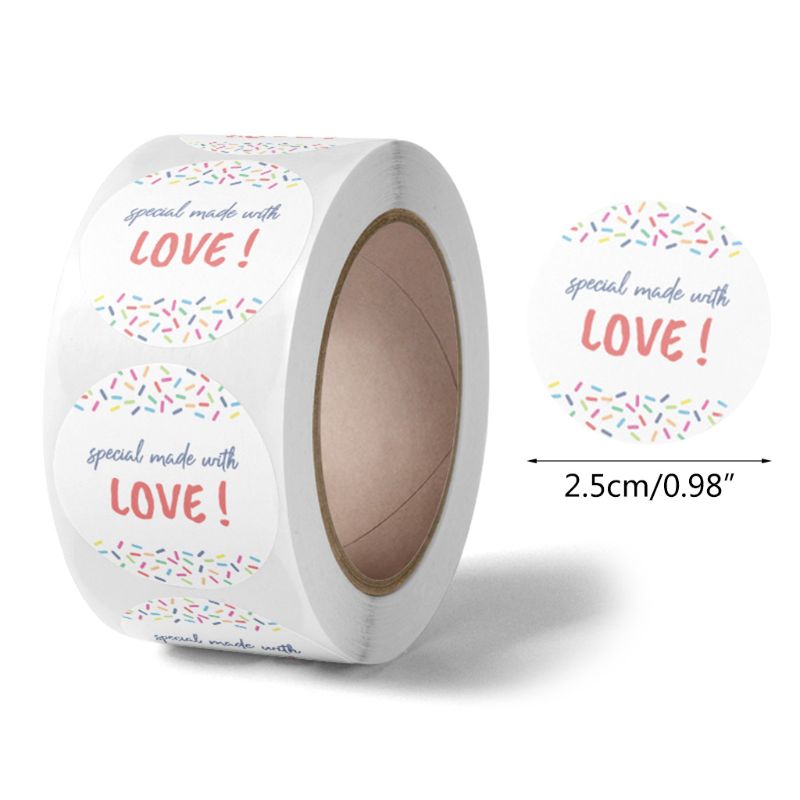 500 stk hjerte takke klistermærker segl etiket til lille butik bryllup pakke: 01