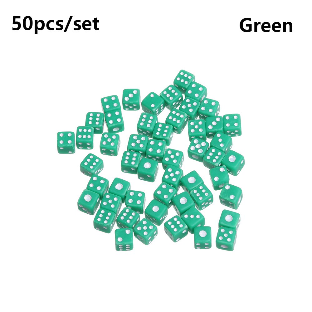 50 Stks/zak 6 Zijdig Draagbare Tafel Games Dobbelstenen 5Mm Acryl Ronde Hoek Board Game Dice Party Game Kubussen Digitale dices 7 Kleuren: green