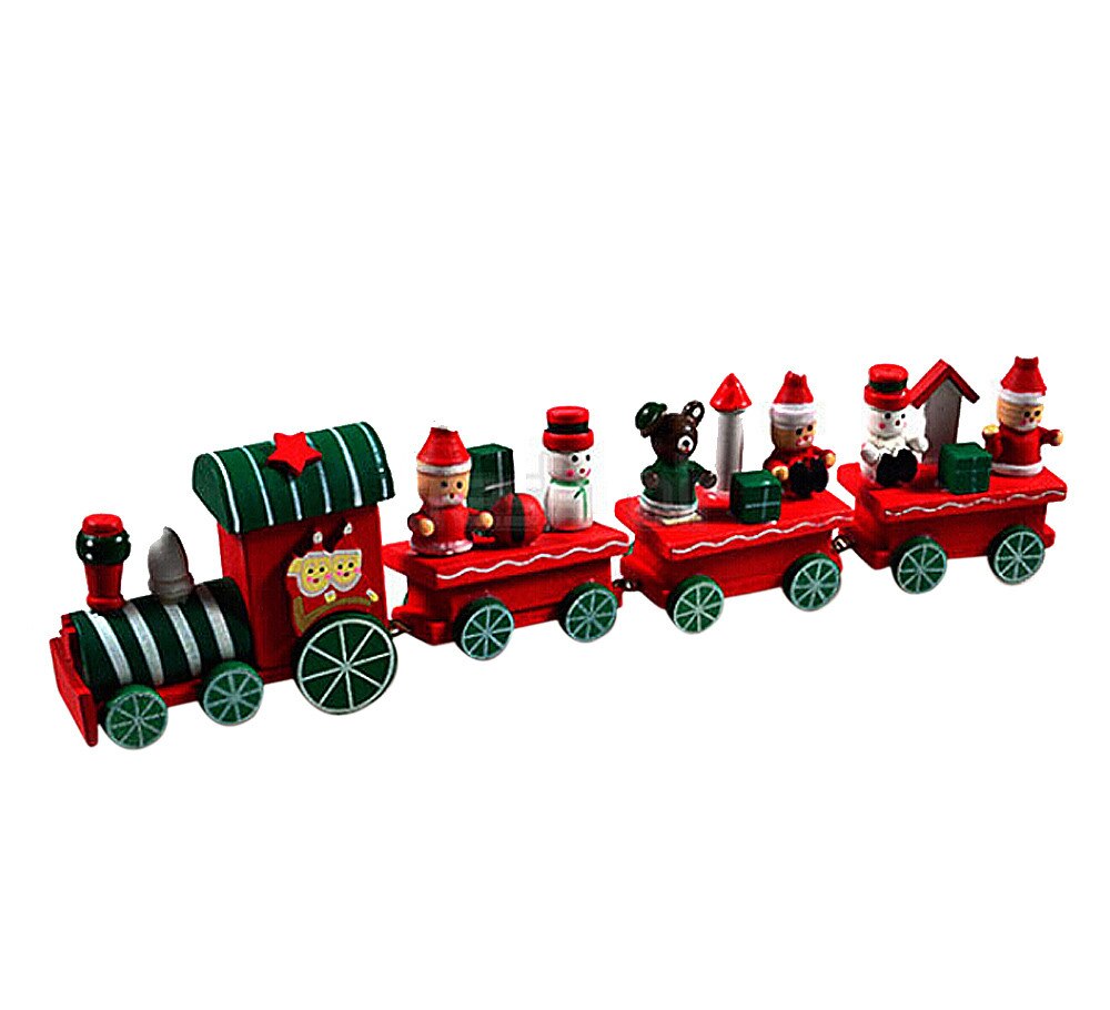 Baby Kids Toys 4 Pieces Wood Christmas Xmas Train Decoration Decor Educational Birthday Christmas for Children: Default Title