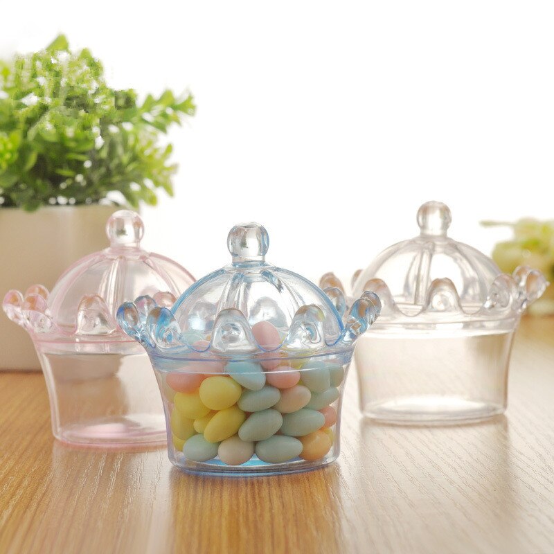 Boîte à bonbons créative en forme de couronne, Mini boîte à bonbons en plastique pour mariage, fête d'anniversaire pour enfants, décoration 2022