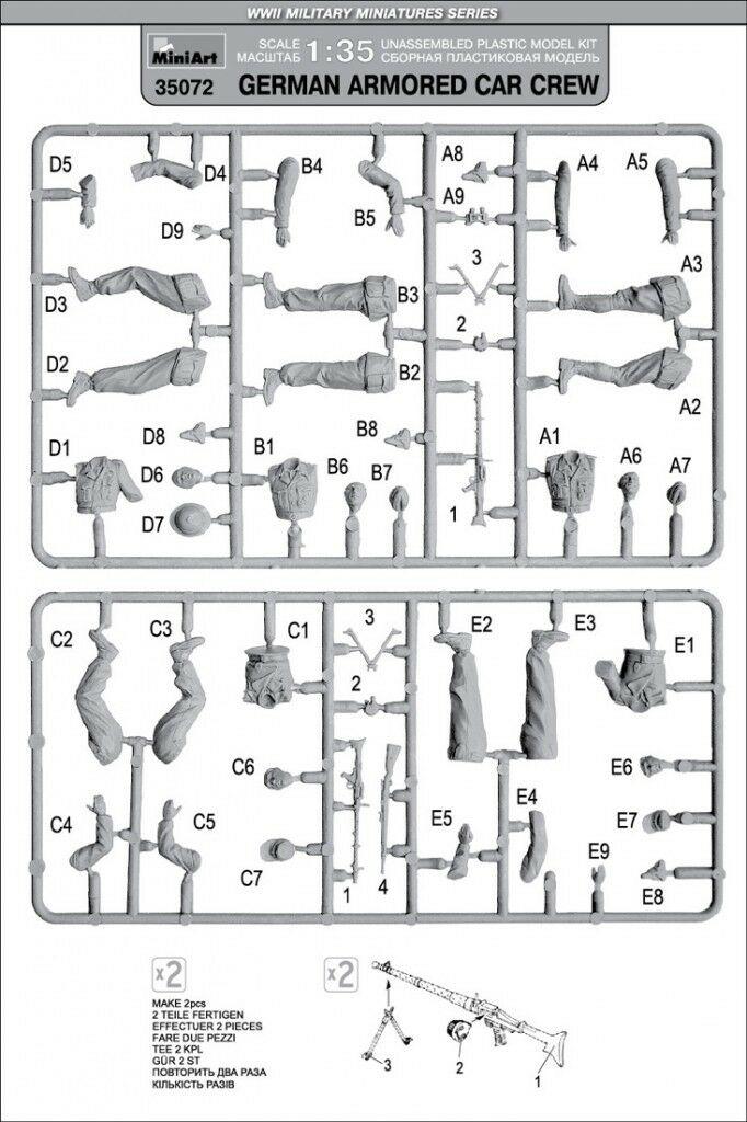 Miniart 35072 - 1/35 scale German Armored Car Crew 5 Figures WW II model kit