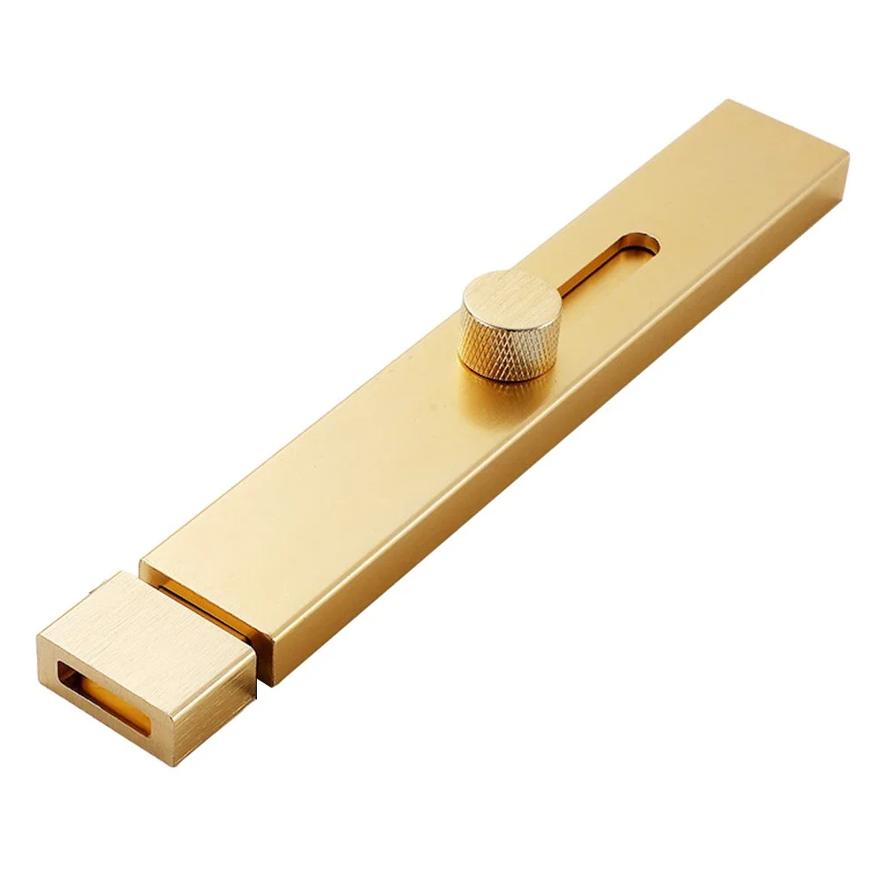 Door Lock Latch Punch-free Door Bolt Sliding Bolts Anti-theft Security Lock Aluminum Alloy Toilet Door Latch Gate Hardware: Greyish Brown