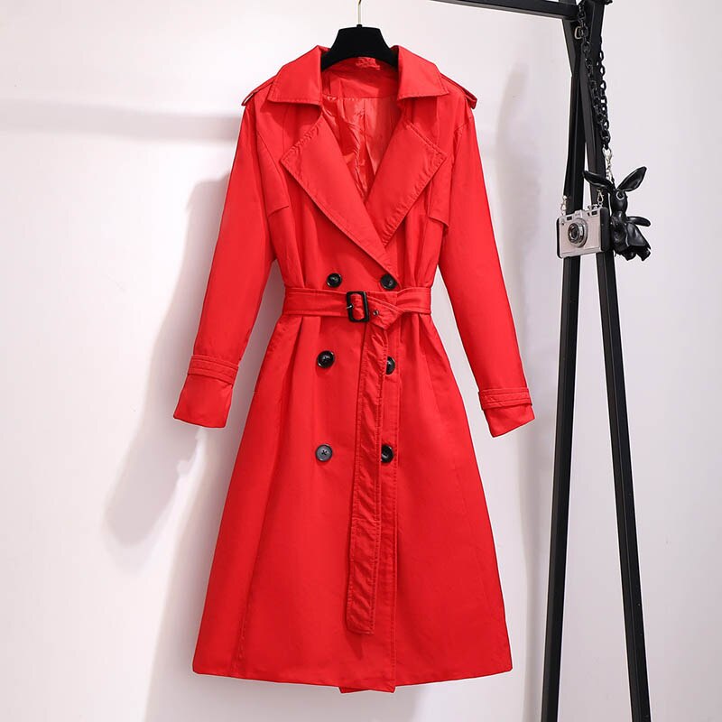 Höst trenchcoat dam plus size byst 150cm 5xl 6xl 7xl 8xl 9xl rock dam svart röd färger
