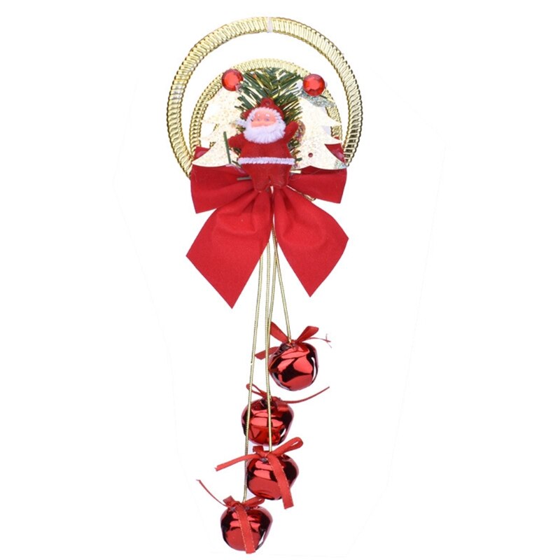 Colgador de puerta de cascabel con lazo para Navidad, adorno para puerta, decoración para árbol de vacaciones