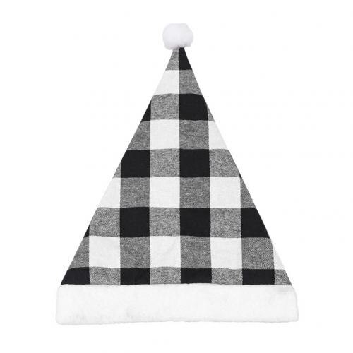 Nieuwjaar Dikke Pluche Kerst Hoed Kids Kerst Decoraties Voor Huis Kerstman Warm Winter: Black  White