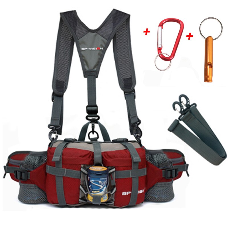 Mochila para senderismo al aire libre , mochila para ciclismo, 11 colores, bolsa para montañismo, multifunción, 6 botellas de agua, 800D: Shoulder Crimson