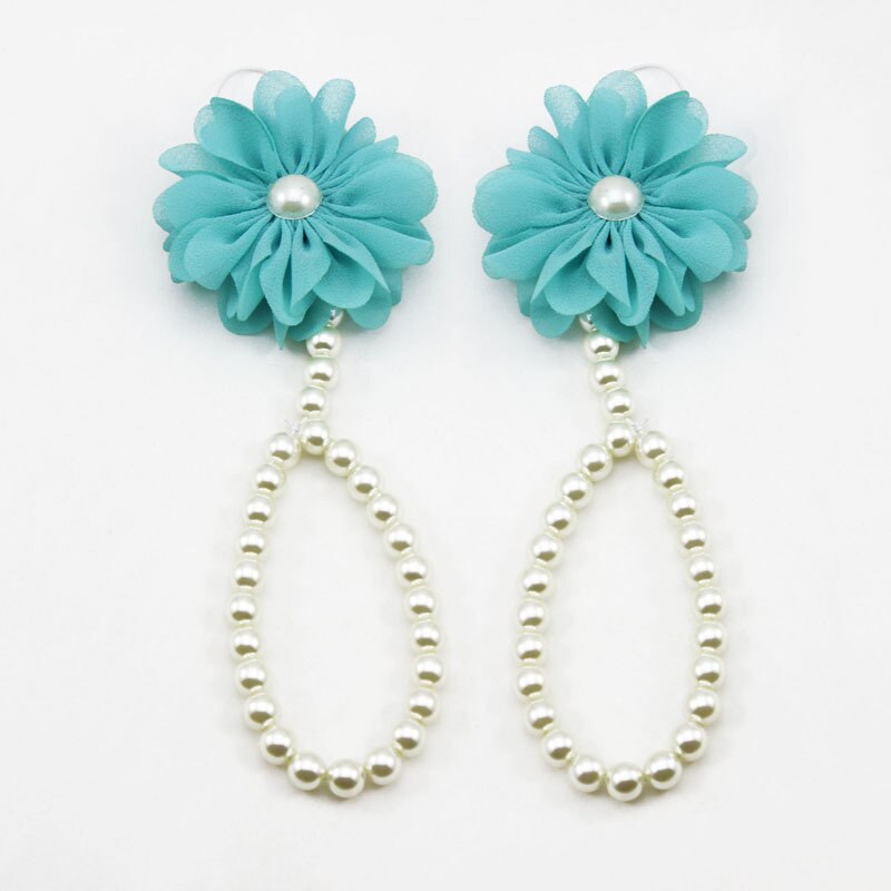 Bracelets de cheville en perles pour bébé fille, Style chaîne de chaussures, pied coloré avec accessoires, bijoux à la: Bleu