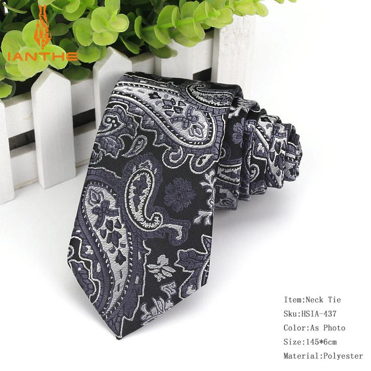 Herre slips smalle slips 6cm klassiske paisley slips til mænd formelle forretnings bryllup jakkesæt jacquard vævet hals slips: Ia437