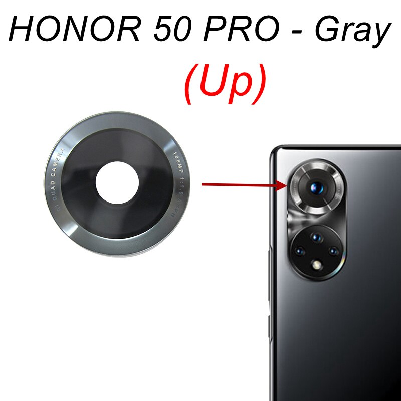 Tylna osłona obiektywu szklana pokrywa dla Huawei Honor 50 Lite Honor 60 Pro SE główna kamera szklana części zamienne z naklejką samoprzylepną: 50Pro Up-Gray