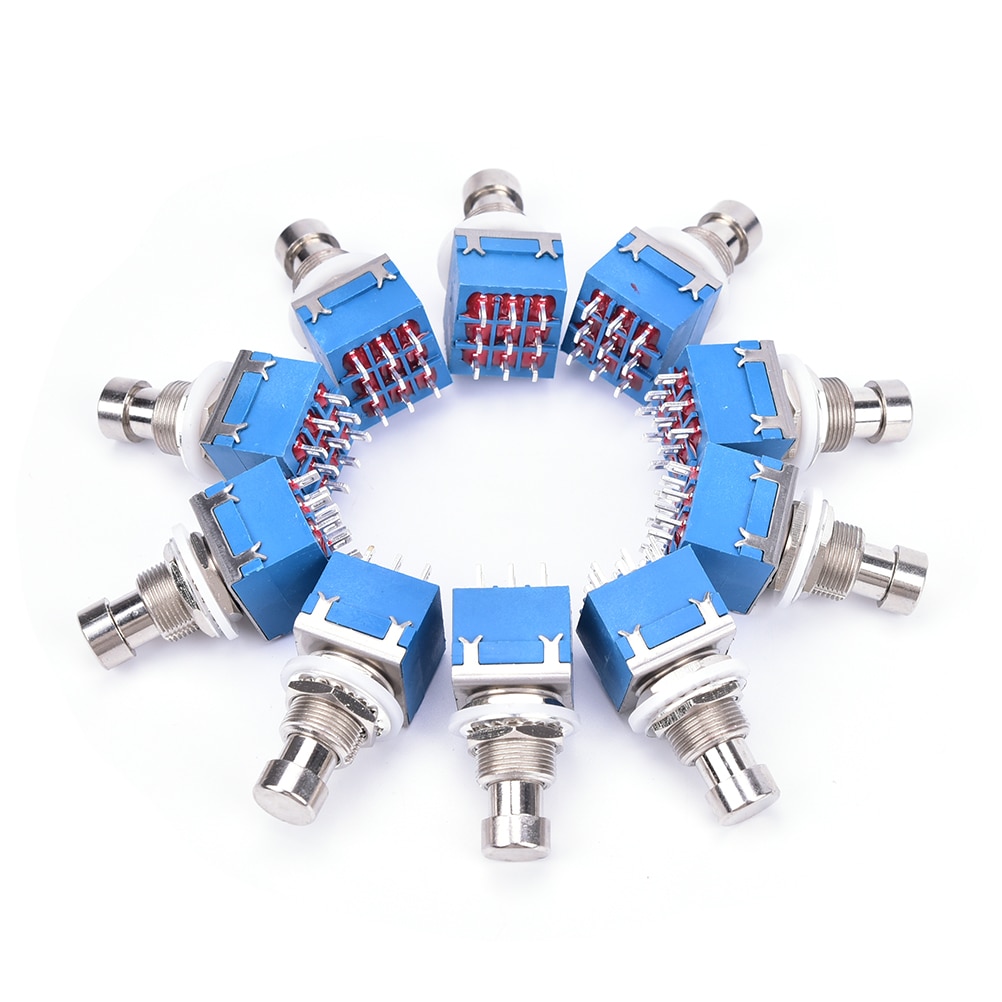 10Pcs 9-pin 3PDT Guitar Effects Pedal Box Stomp Foot Metal Switch True Bypass