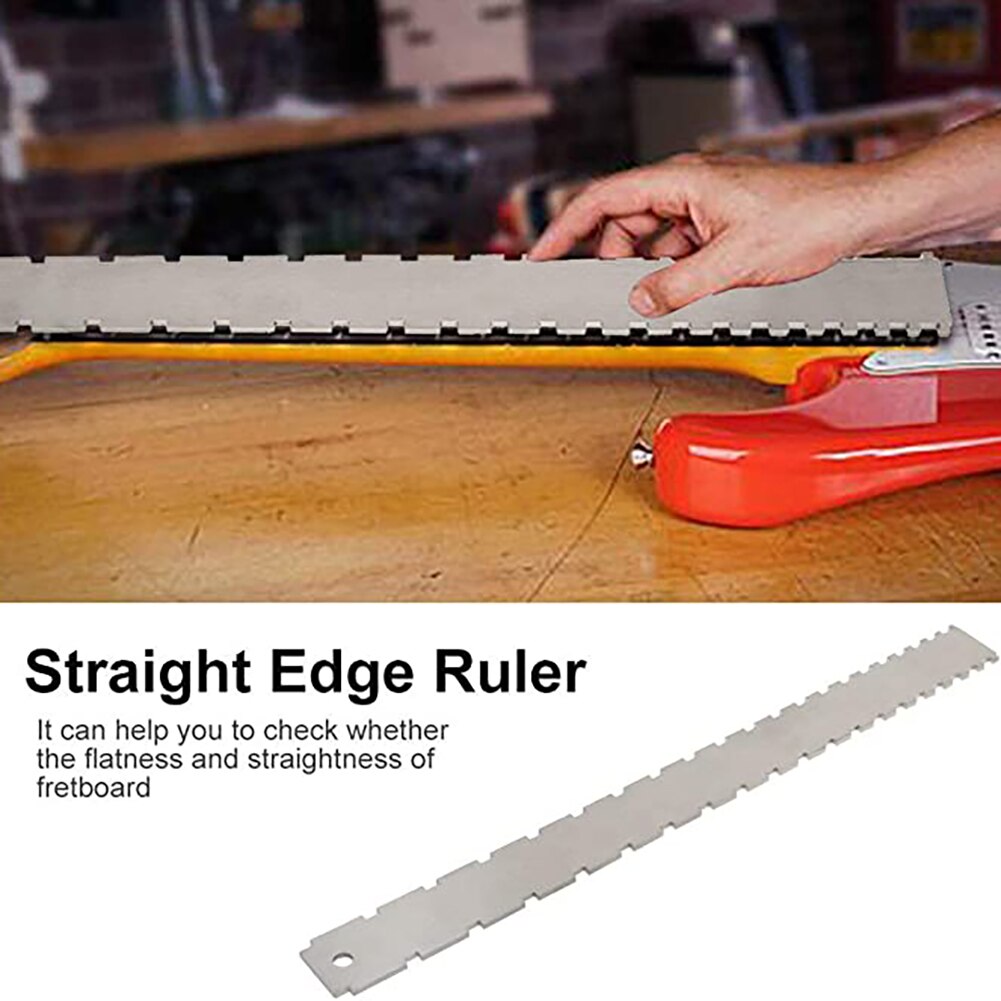 Guitar Neck Notched Straight Edge Ruler Stainless Steel Guitar Bass Fret Leveling Ruler Fret Rocker Guitar Level Luthier Tool