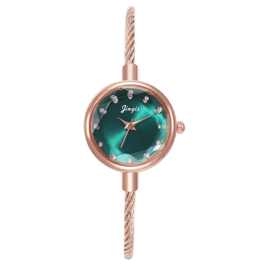 Lvpai Brand Ladies Watch Small Watch Rose Gold Bangle Bracelet Geometric Glass Surface Women Watches Dress Clock Relogio *A: Green