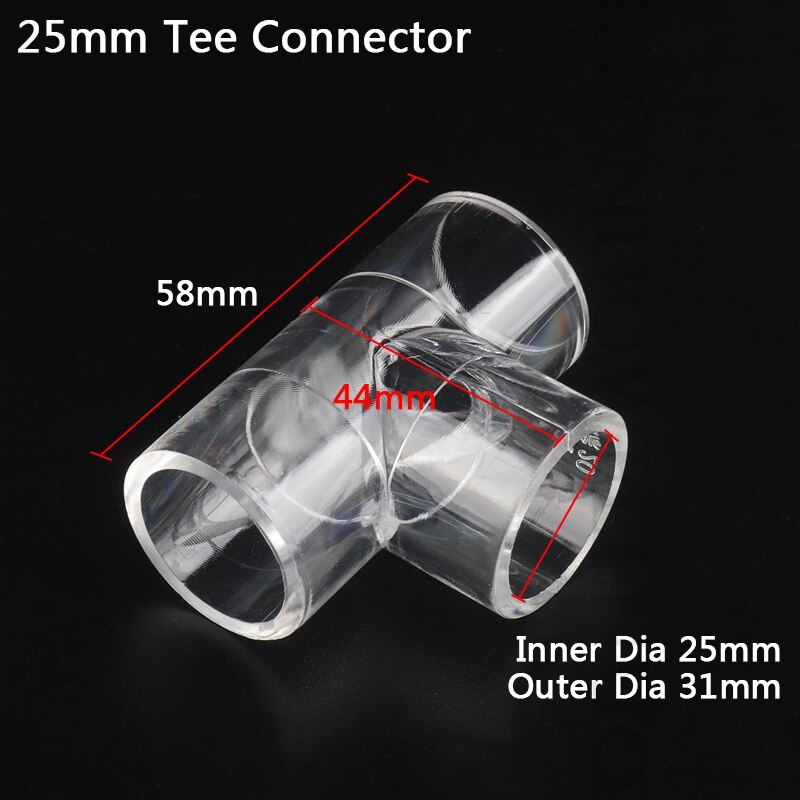 2pcs I.D 16/20/25/32mm Acrylic Pipe Connector Transparent Acrylic Joint Aquarium Fish Tank Glass Tube Fittings Accessories