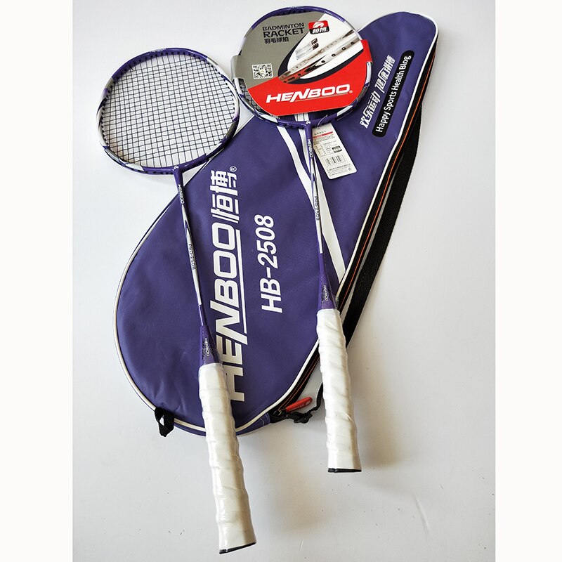 HENBOO Badminton Racket Set Carbon And Aluminum Family Double Badminton Racket Lightest Standard Use Badminton 2508