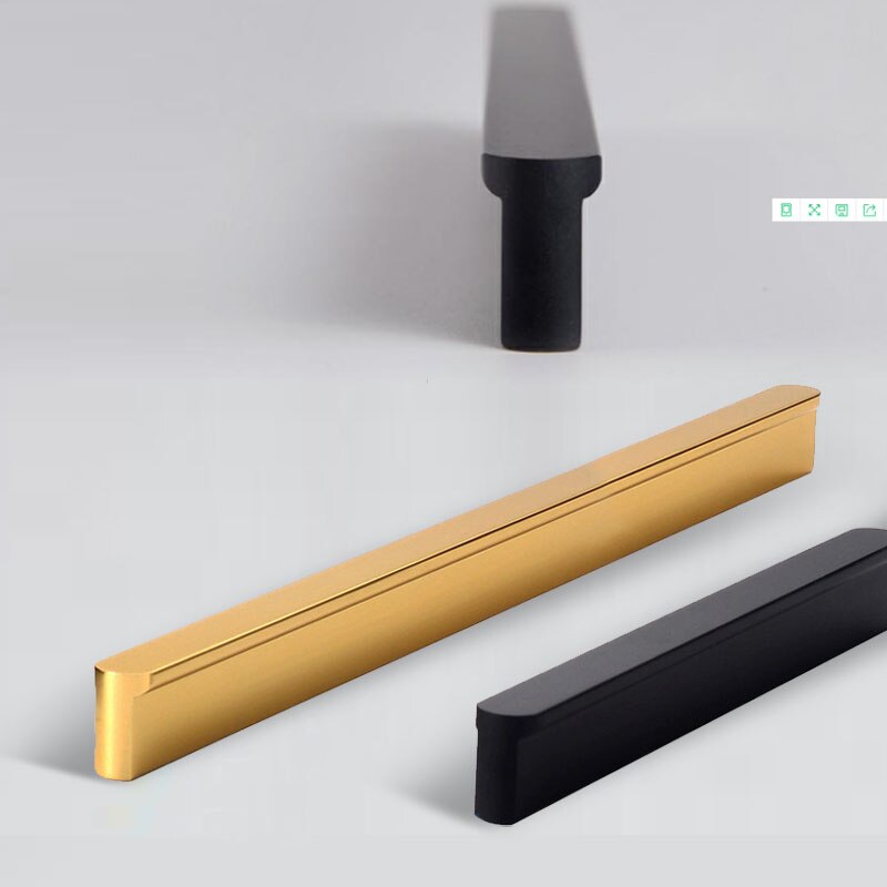 Bright gold cabinet door handles with round head Black long bar handle Kitchen bathroom furniture doorknob Cupboard pulls