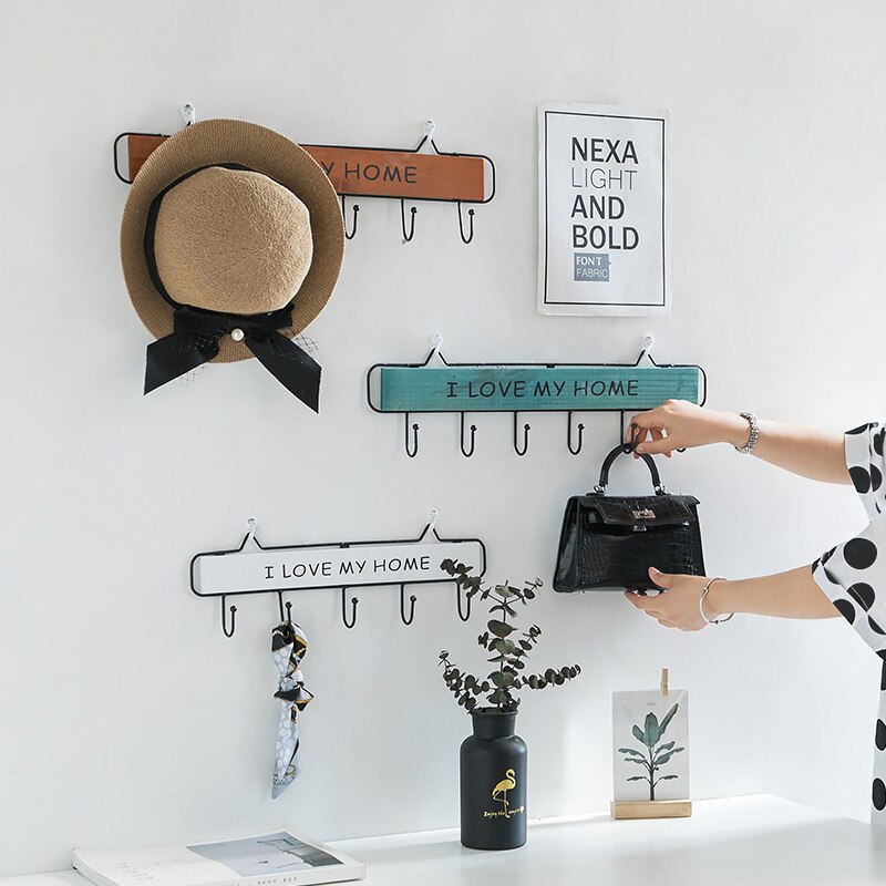 Nordic Decorative Hook Wall-Mounted Wooden Storage... – Grandado