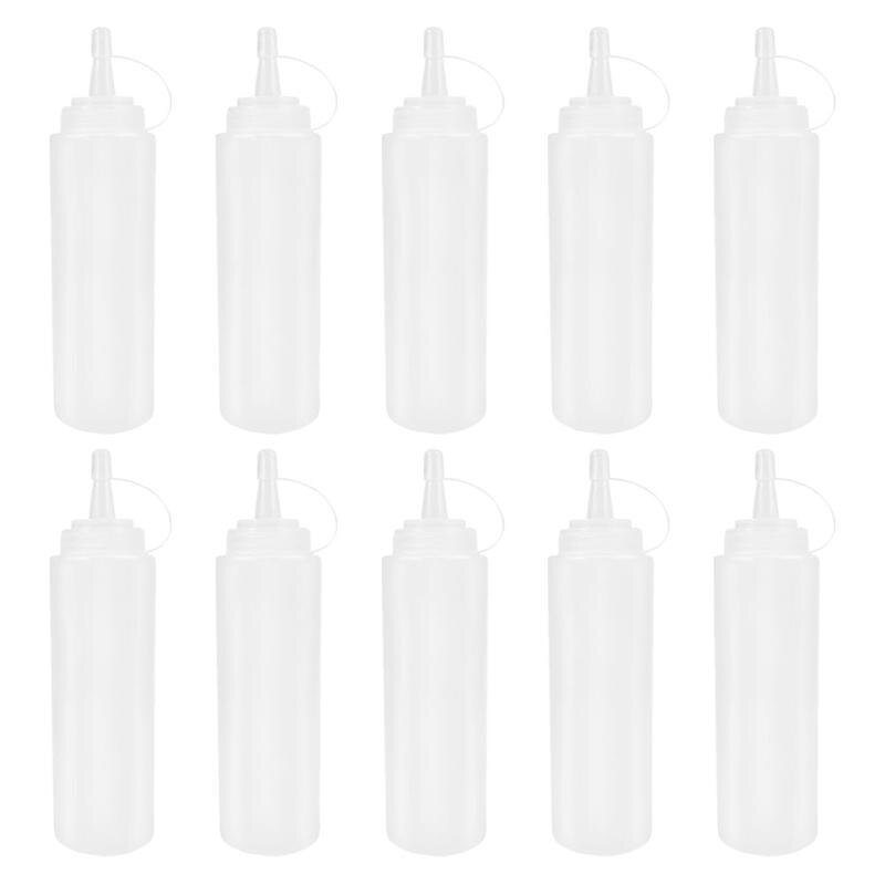 10Pcs/8Pcs/6Pcs/4Pcs Salade Saus Dressing Flessen Kruiden Salade Saus Squeeze Flessen plastic Cake Squeeze Flessen 18Cm: 10PCS