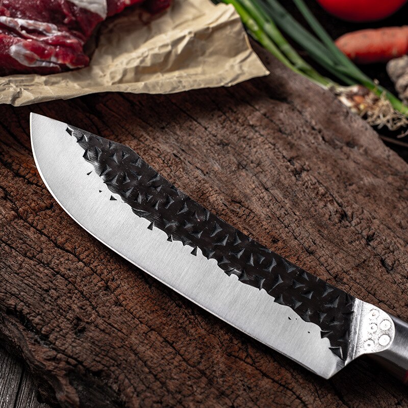 6" Inch Handmade Forged Knife Butcher Meat Boning Chef Fish Fillet Sliced Cleaver Kitchen Knives High Carbon Clad Steel