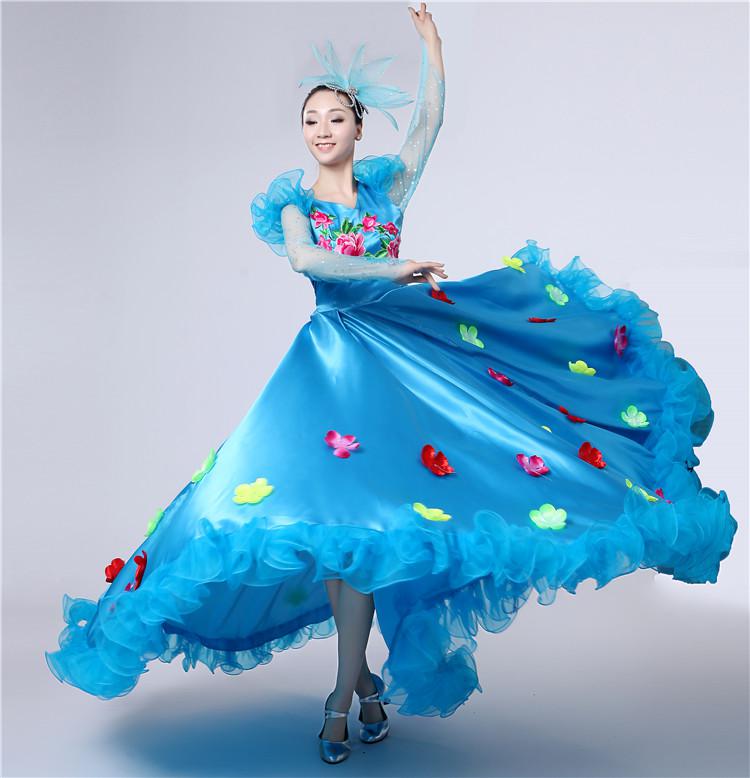 Brand Sales Ladies Dance Dress Opening Dance Costume Show Costumes Christian Dance Performance Dress Dress Dance Adult: Blue 540 degrees / M