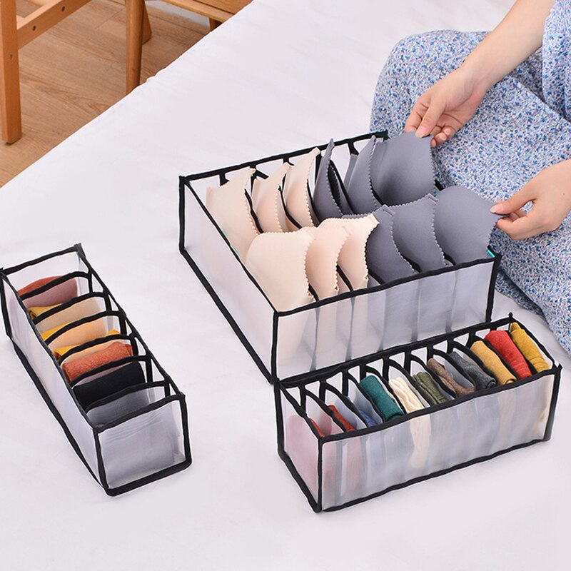 3 pçs nova roupa interior sutiã organizador caixa de armazenamento 2 cores gaveta armário organizadores caixas para roupa interior scarfs meias sutiã venda quente