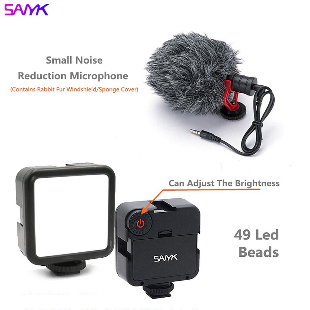 Sanyk 360 ° Smart Auto Tracking Gimbal Stabilizer Gsm Houder Vlogging Kit Led Licht Microfoon Statief Voor Selfie Livestream