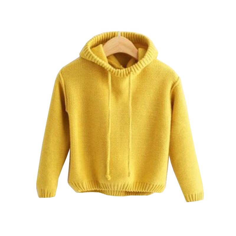 Herfst En Winter Kwastje Hooded Gebreide Trui Voor Baby Jongen En Meisje Effen Kleur Warme Gebreide Trui Voor Baby Boy en Meisje
