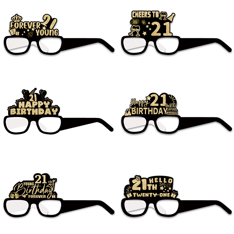 18th 30th 40th 50th Birthday Party Paper Glasses Black Gold Happy Birthday Party Decoration 18 30 40 50 60 70 Year Photo Prop: Fluorescence Yellow