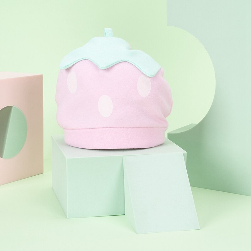Berretto da notte per neonato in cotone con nodo in cotone berretto da bambino fragola per ragazzi cappello invernale per bambini caldo