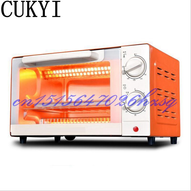 CUKYI Huishoudelijke Elektrische Multifunctionele Mini oven bakken en 10L temperatuurregeling Taart Twee kleuren 1000 W rvs
