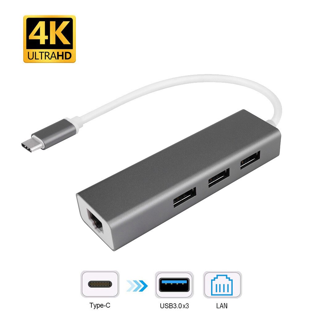 USB 3.0 to DVI VGA HDMI HD LAN Ethernet RJ45 Gigabit 4 IN 1 Converter Adapter USB Hubs: C