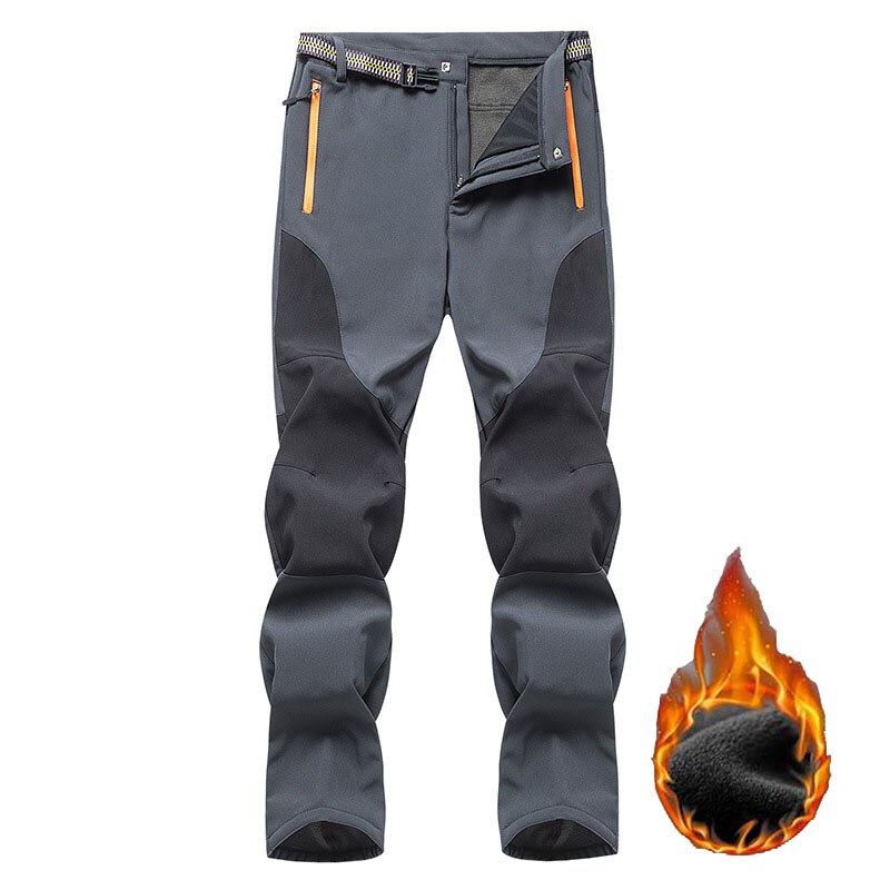 NUONEKO Winter Mens Pants Outdoor Waterproof HikingTrousers Climbing Trekking Skiing Thick Warm Windproof Male Pants PM48: Gray / 4XL