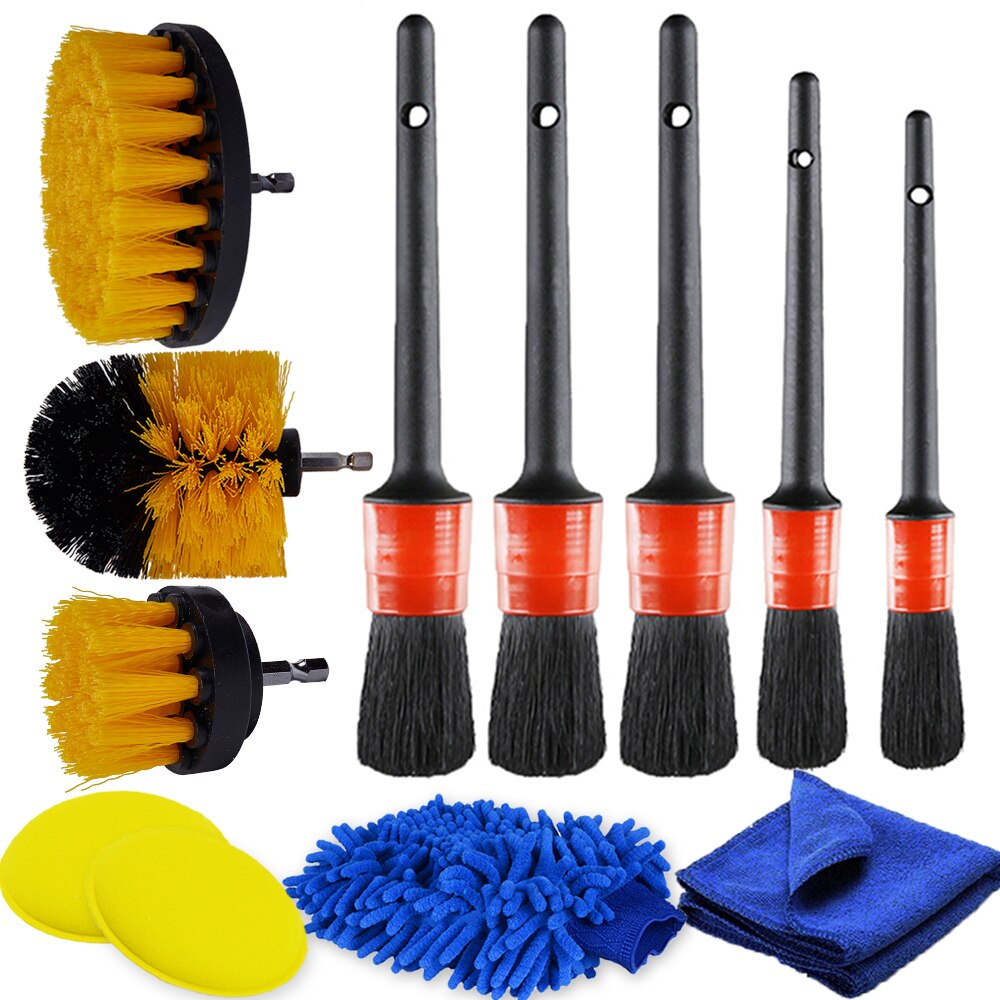 Car Cleaning Detailing Borstel Set Power Scrubber Boor Borstel Set Voor Auto Wielen Dashboard Vuil Dust Cleaning Auto Velg Borstels: Rood