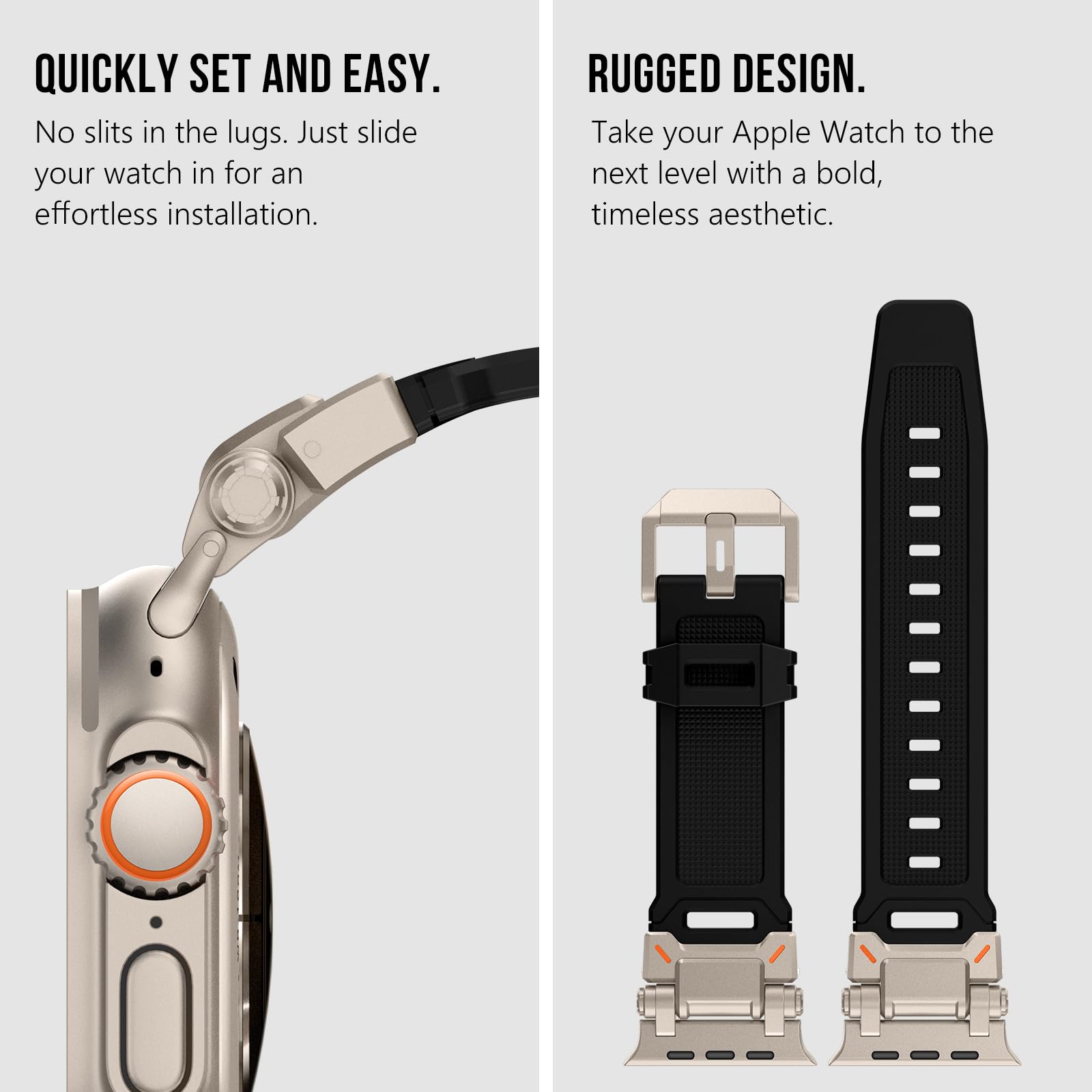 Bracelet en Silicone pour Apple Watch Ultra 2, 49mm 45mm 42mm, métal robuste + Bracelet en caoutchouc, iWatch série 10 9 6 5 7 8 SE, 44mm