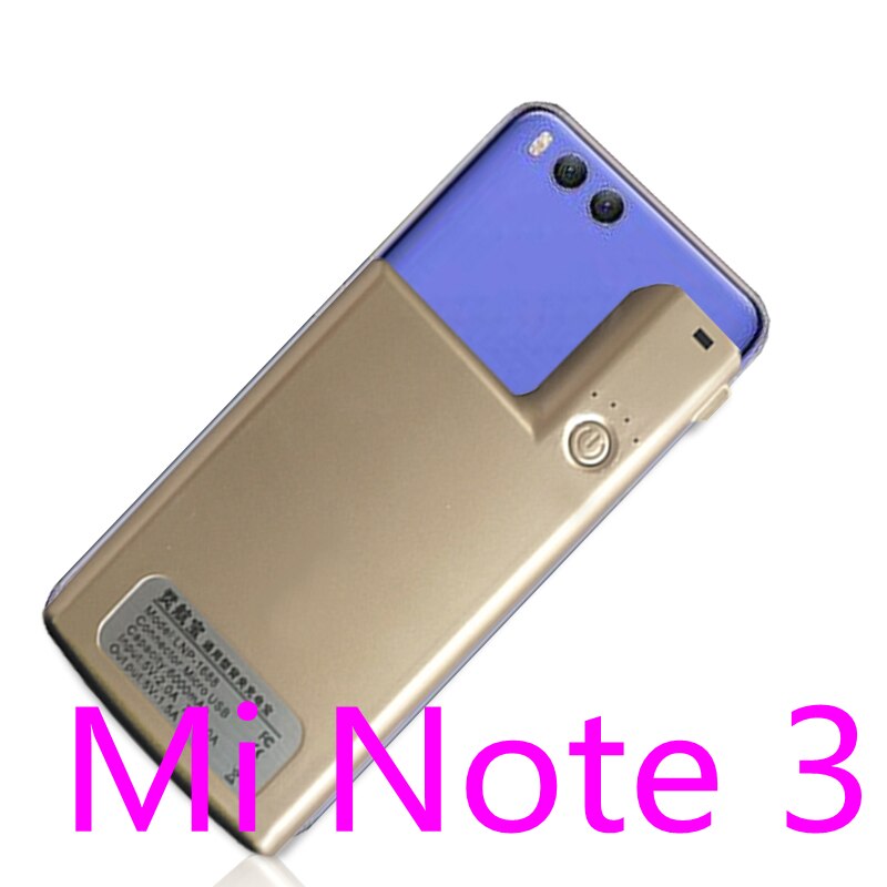 For Xiaomi Mi Note 2 External Battery Charger Cases power bank For For Xiaomi Mi Note 3 charging Case Cover TPU Phone Case Capa: Mi Note3-Gold