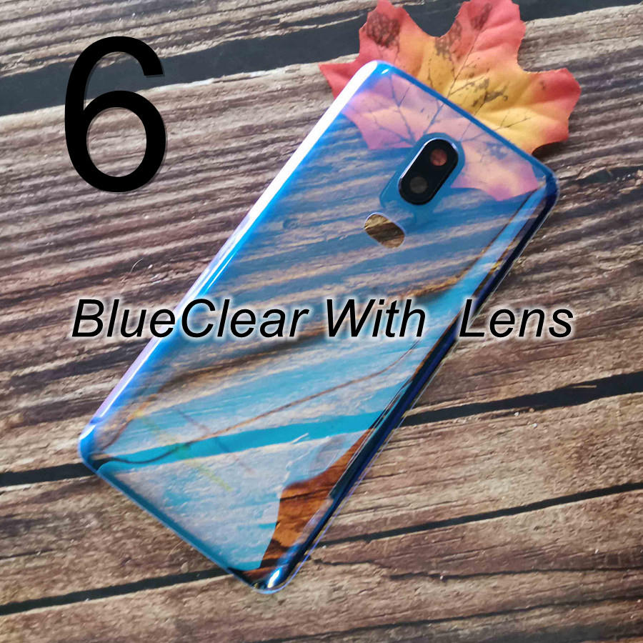 Transparant Clear Back Glass Cover Voor Oneplus 6 6 T Terug Batterij Cover Rear Behuizing Deur Glazen Case Vervanging Voor oneplus 6 T: 6-BlueClear Lens