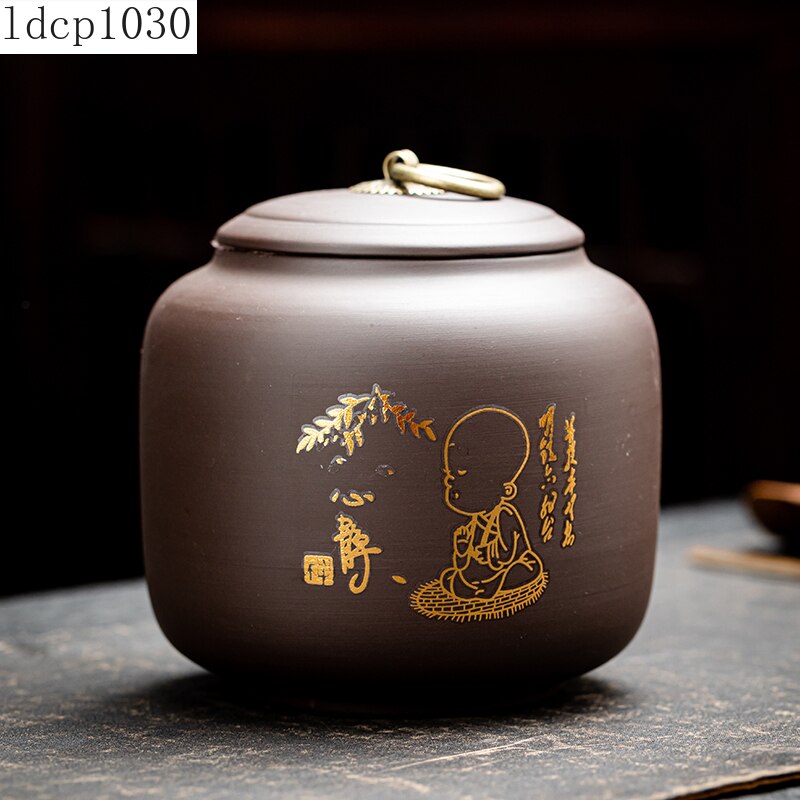 Purple Clay Tea Caddy Storage Tank Tea Set Household Tea Ceremony Accessories Moisture-proof Large Pu'er Tea Caddy