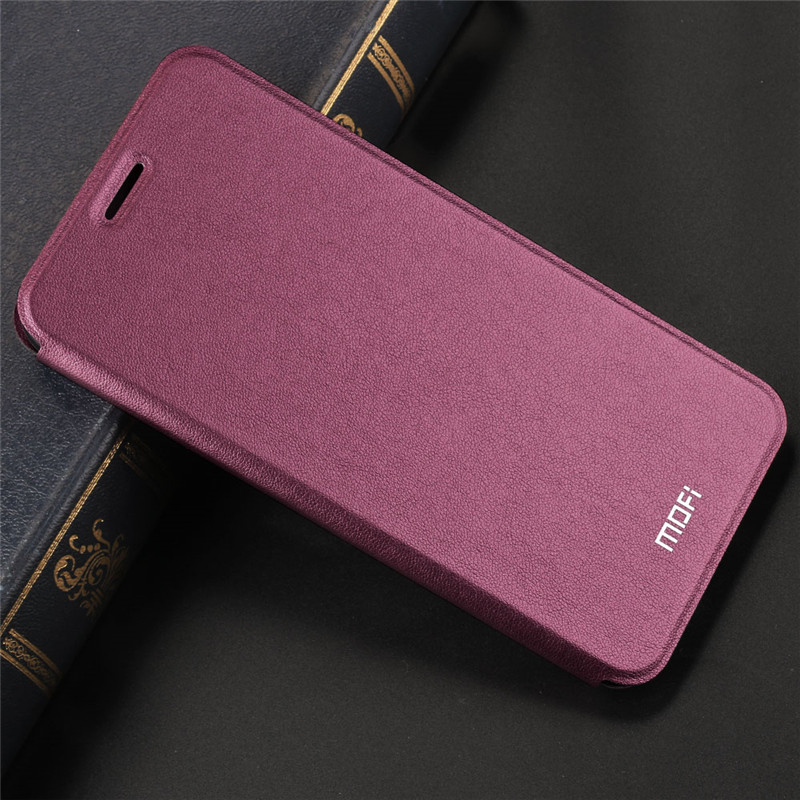 Funda de MOFI para Redmi Nota 7 caso para Redmi Nota 7 Pro Flip caso para Xiaomi Redmi Note 7 De cuero de la PU transparente protector de TPU Capas: Wine Red