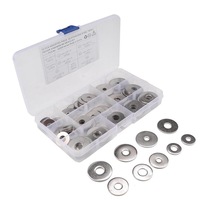 90Pcs 304 Stainless Steel M6/M8/M10 Large Size Flat Washer Bigger Metal Gasket Meson Plain Washers With Plastic Box