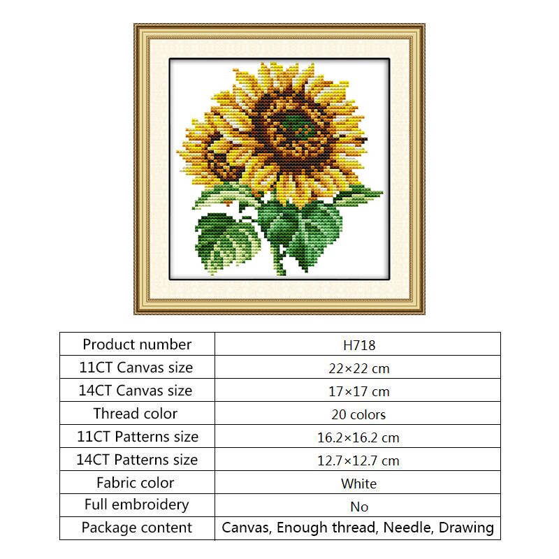 Zonnebloem Patronen Geteld Borduurpakketten Bloemen Serie 14CT 11CT Print Stof Borduurgaren Handwerken Kits Home Decor: Cross Stitch-H718 / 11ct Counted Canvas