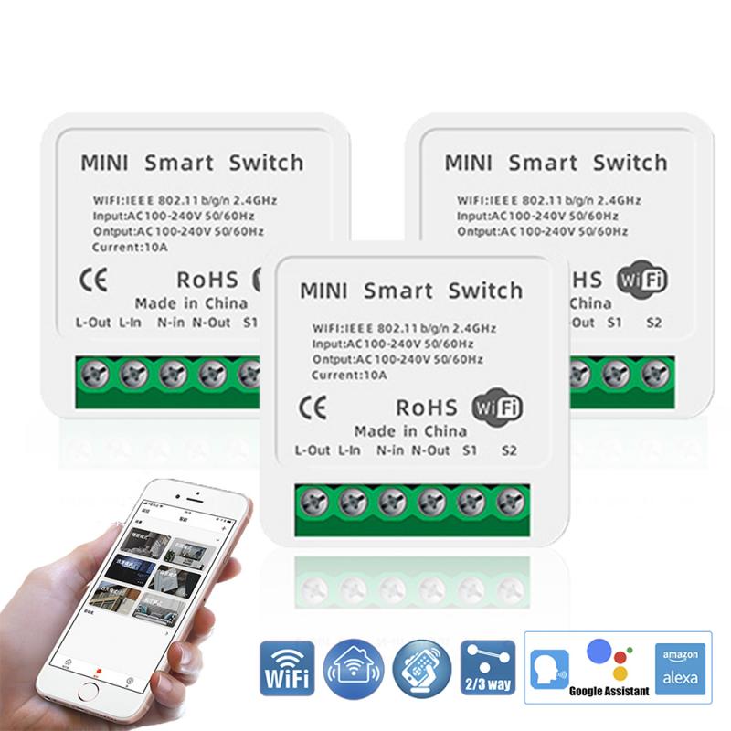 Mini WiFi Smart Light Switch DIY Breaker Module Smart Life Tuya App Remote Control Concealed Smart Switch For Alexa Google Home