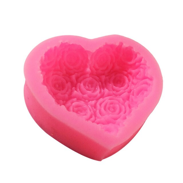 Mooie Hart Roos Bloem Zeep Siliconen Mal Diy Fondant Taart Vormen Zeep Maken Levert 3d Handgemaakte Decorating Mould Gereedschap: Default Title