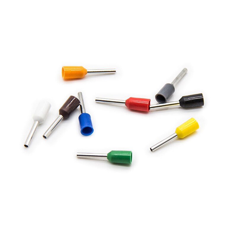 1000 Uds E0508 AWG 22 Cable 0,5 mm2 casquillos aislantes Terminal extremo eléctrico Cable conector azul negro rojo amarillo