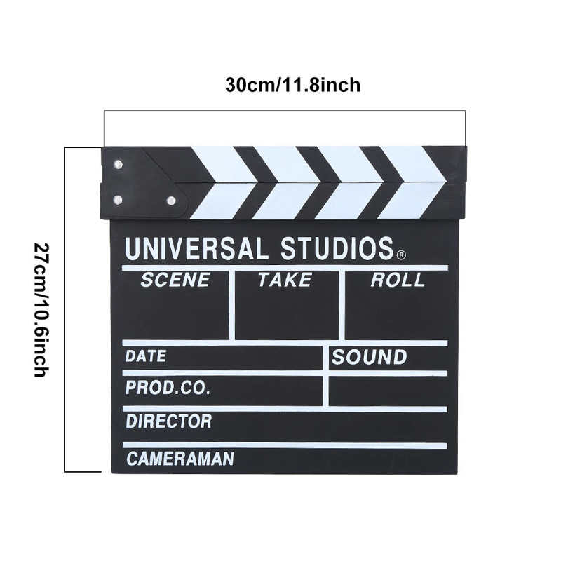 Wooden Director Scene Clapperboard TV Movie ClapperBoard Film Cut Prop 30 x 27cm