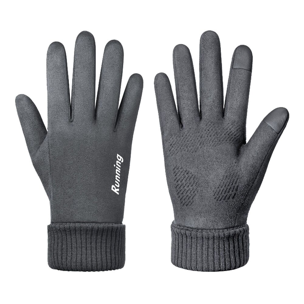 Autumn Winter Suede Plus Velvet Warm Sports Riding Gloves All Refer To Mens Non-Slip Touch Screen Driving Gloves